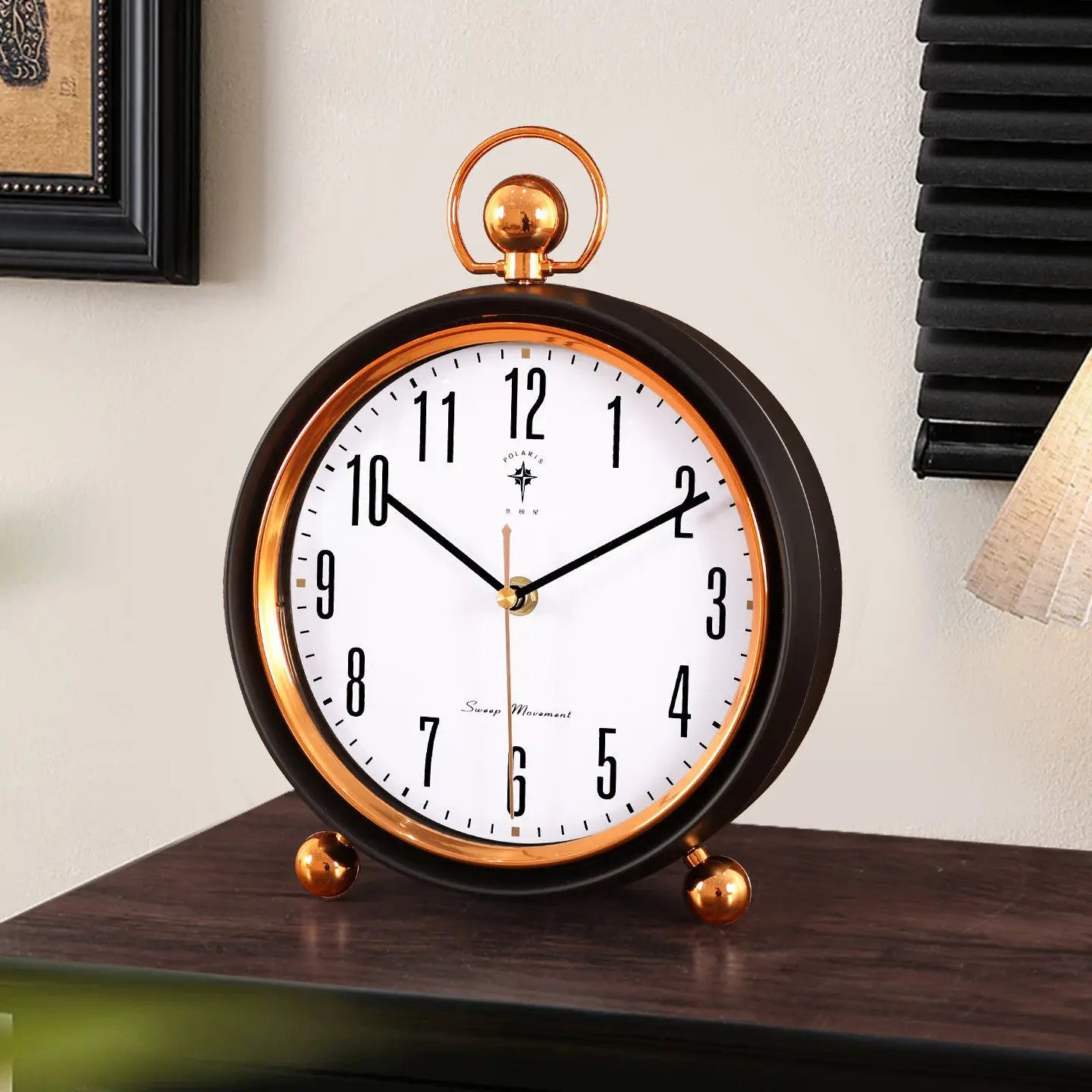 European Vintage Retro Table Clock Silent Non-Ticking Desk Clock Luxury Mantel Clock Home Living Room Desktop Ornament Oasis Select