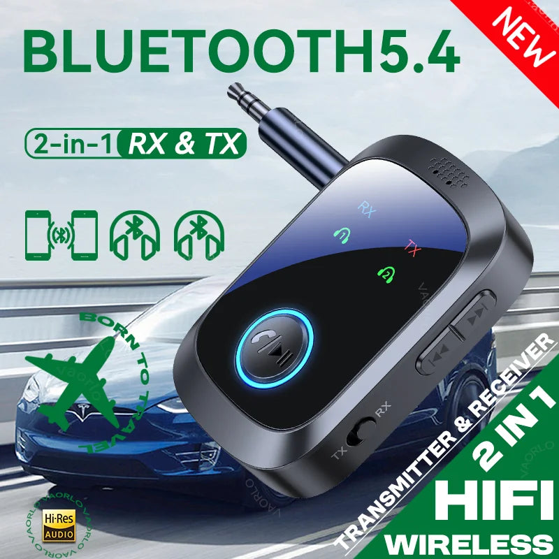 2 In 1 Multipoint Bluetooth 5.4 Audio Transmitter Receiver 3.5mm AUX HIFI HD Low Latency Airplane Wireless Adapter With Mic Oasis Select