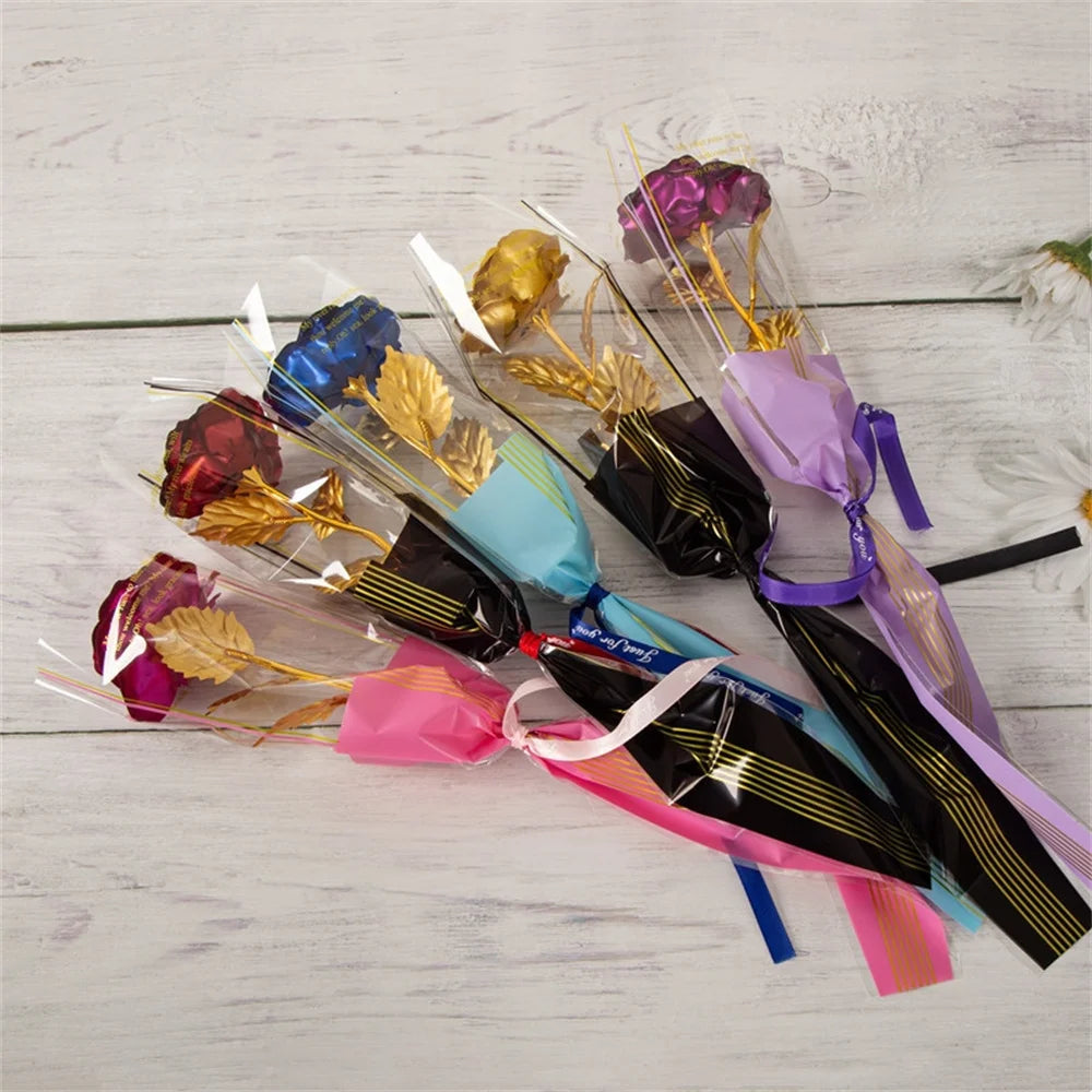 24K Gold Foil Eternal Rose Artificial Flowers Wedding Christmas Valentine's Day Decoration Mother's Day Gifts Fake Flower Oasis Select