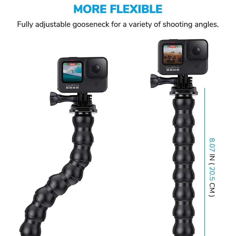 VeFly 8-Joint Flex Clamp Gooseneck Mount for GoPro & Action Cams