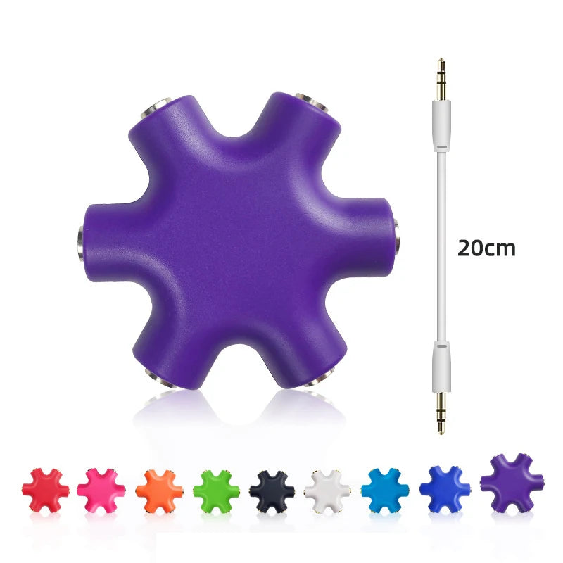 3.5mm Audio Splitter 1 Male to 5 Female Headphone Jack Adapter