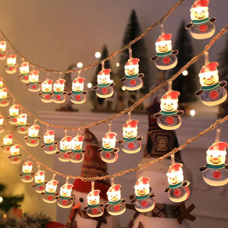 Christmas LED Color Light Strings Snowman Elders Christmas Tree Decorative Lights Scene Party Pendants Ambient Lights Oasis Select snowman solar 12m100light