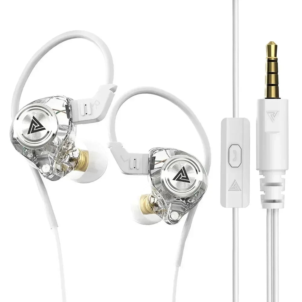 QKZ AK3 FiLe Wired Earphone HiFi Music Monitor Bass Headphones Noise Cancelling Headset with Microphone For Sport Gaming Earbuds Oasis Select White
