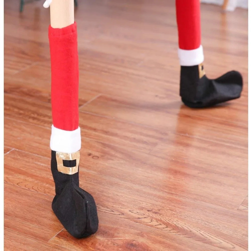 4PCS Anti Slip Christmas Table Chair Leg Cover Santa Claus Boots Covers Happy New Year Furniture Leg Pad Merry Christmas Decors Oasis Select