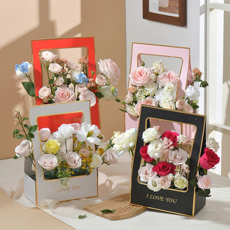 Kraft Paper Flower Bouquet Box Bag | Waterproof Handheld Gift Wrap