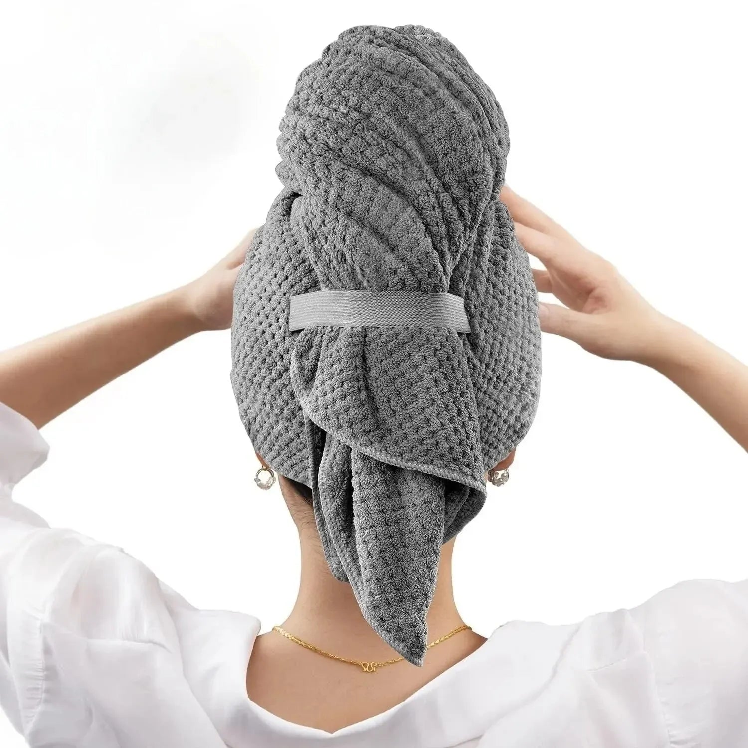 Extra Large Microfiber Hair Towel Wrap with Elastic Band Microfiber Hair Towel Oasis Select