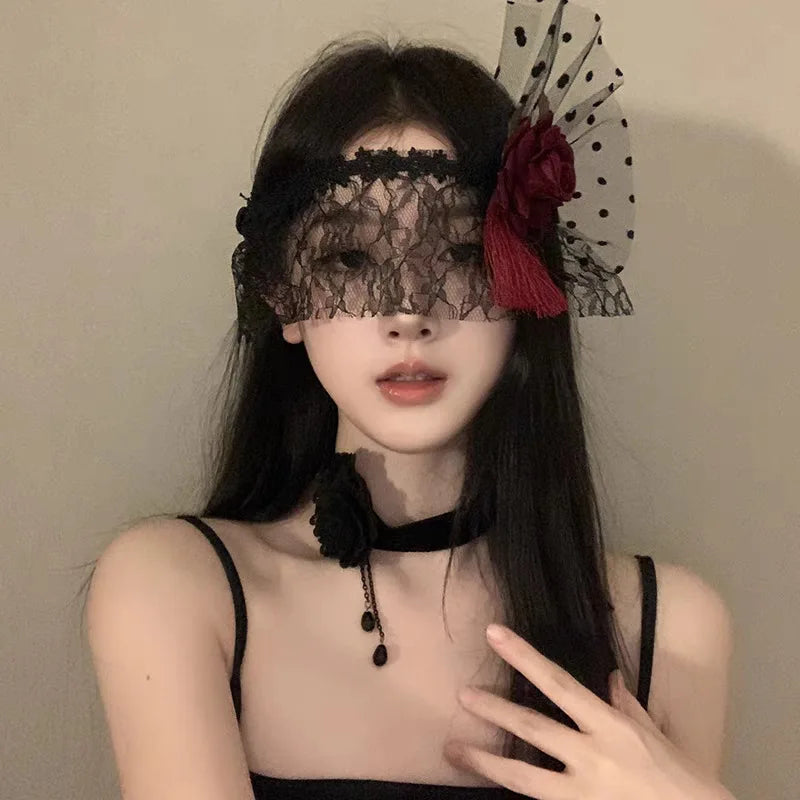 Retro Lace Half Face Mask | Gothic Masquerade Costume Prop