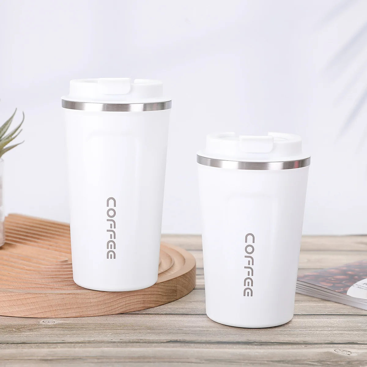 Vacuum Insulated Coffee Insulated - Double-Wall Stainless Steel Leakproof Insulated Flask, 304 Grade Reusable Travel Mug Oasis Select White 380ml