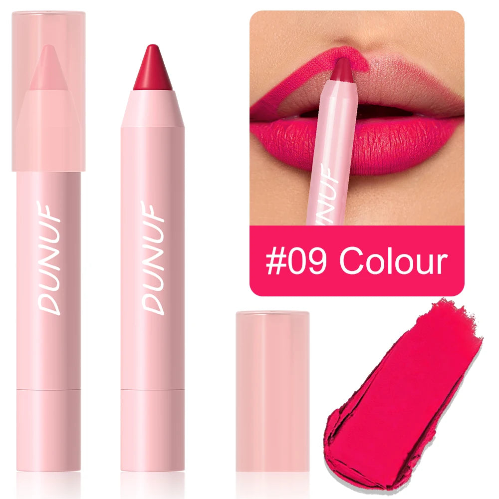 DUNUF 1 Pcs Matte Lip Liner Velvet Lip Gloss Waterproof Long-Lasting Easy to Color Music Festival Ready Lip Makeup for Lipstick Oasis Select 09 Full Size