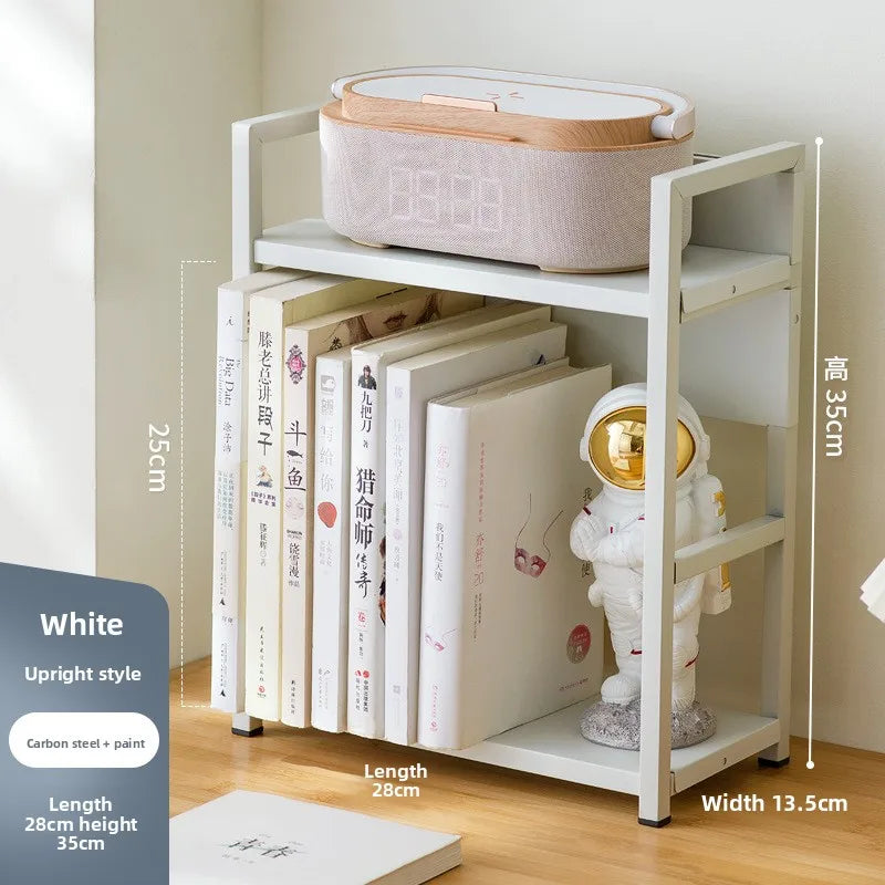 Bookshelf Simple desk shelf Children's combination book Desktop storage Student dormitory small bookcase Simple and modern Oasis Select White Upright