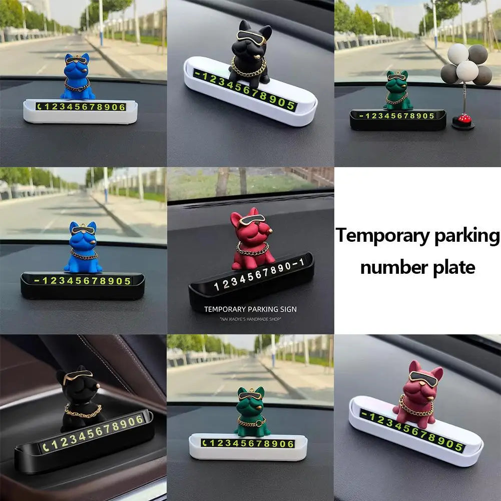Bulldog Temporary Parking Card – Cute Dashboard Car Decor