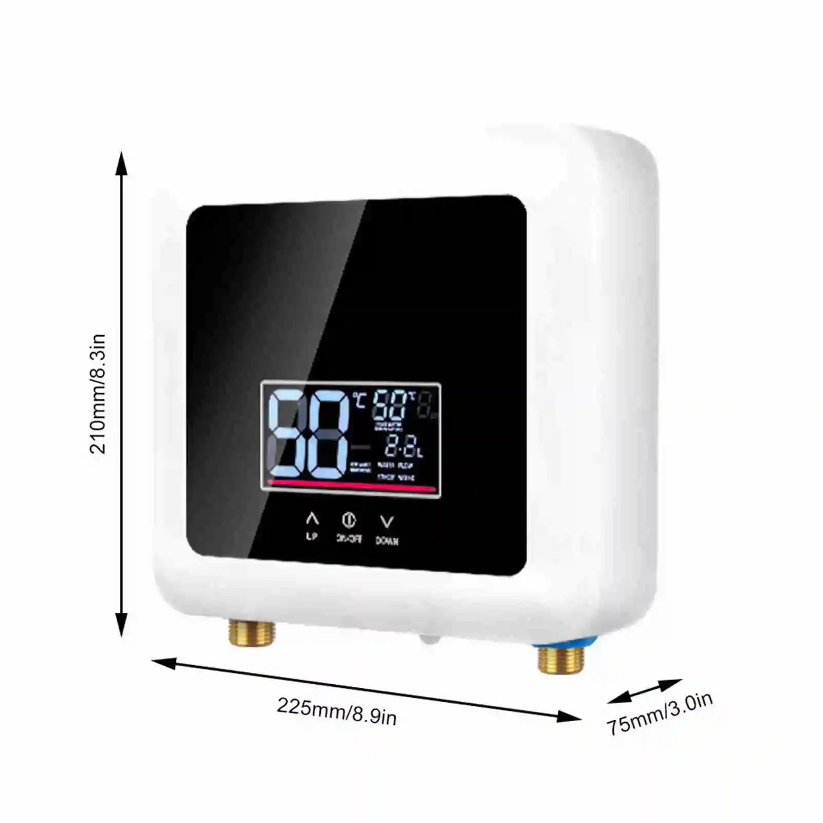 Instant Water Heater 7500W Mini Electric Tankless Water Heater Wall-Mounted LED Display Support Thermostat Mode/Power Adjustment Oasis Select