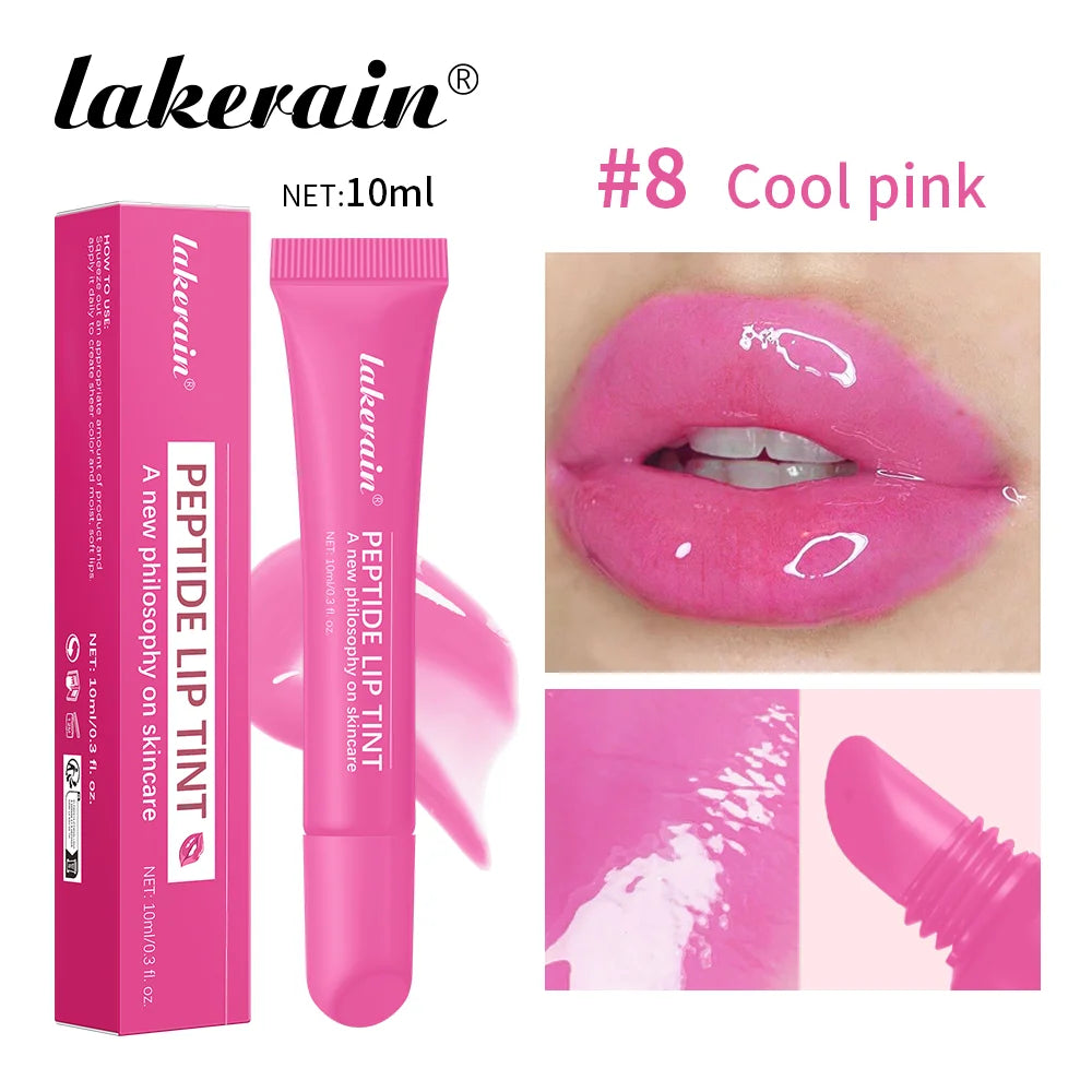 Lakerain Peptide Lip Tint Gloss – Hydrating Mirror Shine, 8 Colors