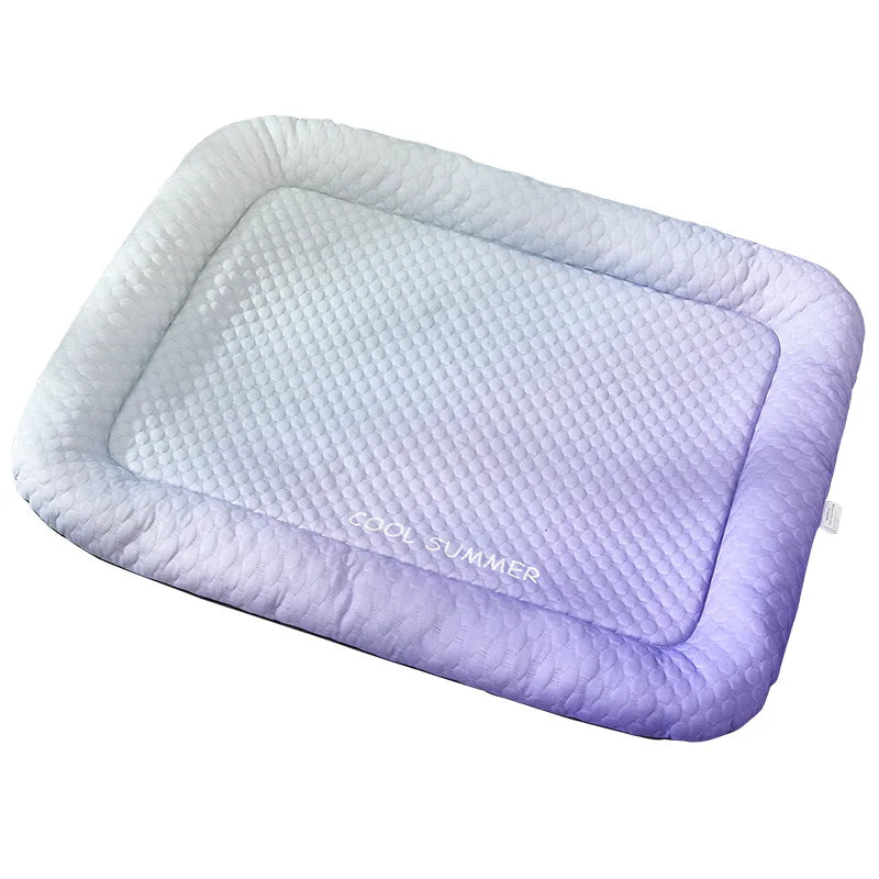Summer Pet Ice Pads Cold Silk Cool Feeling Dog Beds Skin-friendly Breathable Neck-protecting, Cat Beds, Gradient Color Series Oasis Select