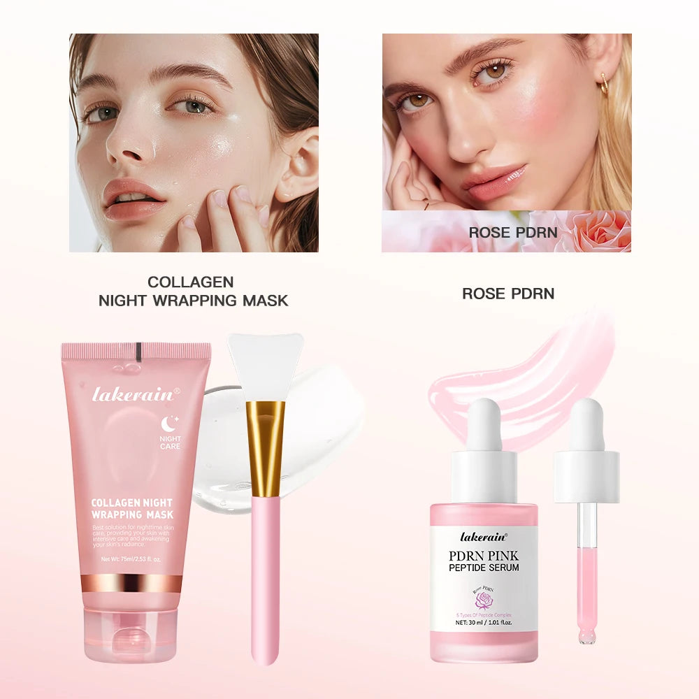 Collagen Wrapping Mask &Salmon DNA PDRN Pink Peptide Serum Pink Glow Serum Remove Skin Darkness Moisturizing Firming Korean Skin Oasis Select mask Rose PDRN