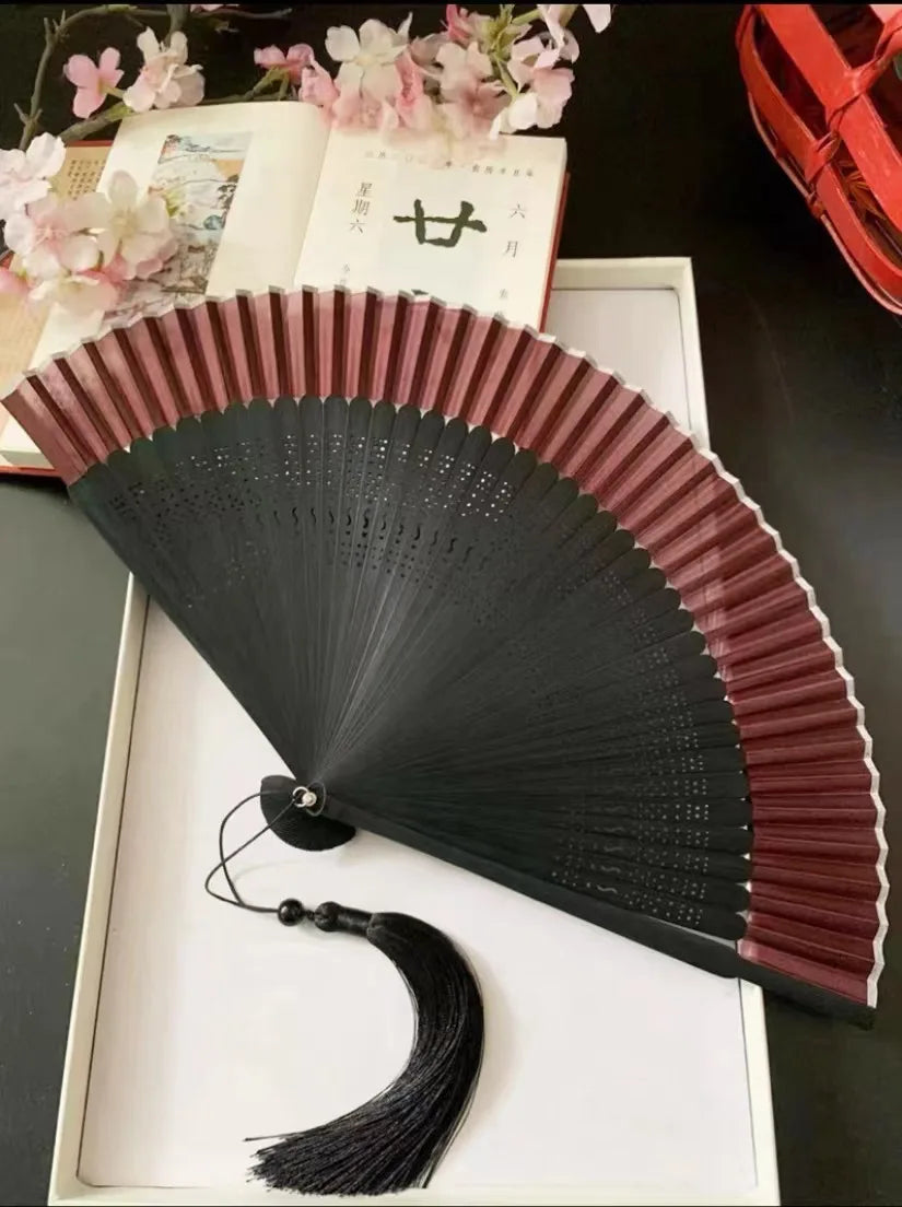 Edo Japanese Style Japanese Style Folding Fan Kimono Fan Real Silk Female Fan Small Flower Carved Gradient Blank Fan Golden Oasis Select 5