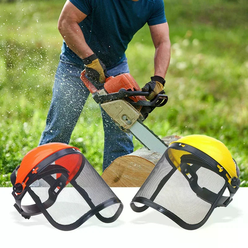 Safety Helmet Hat With Full Face Mesh Protective Mask For Garden Grass Trimmer Logging Brush Cutter Forestry Protection Oasis Select