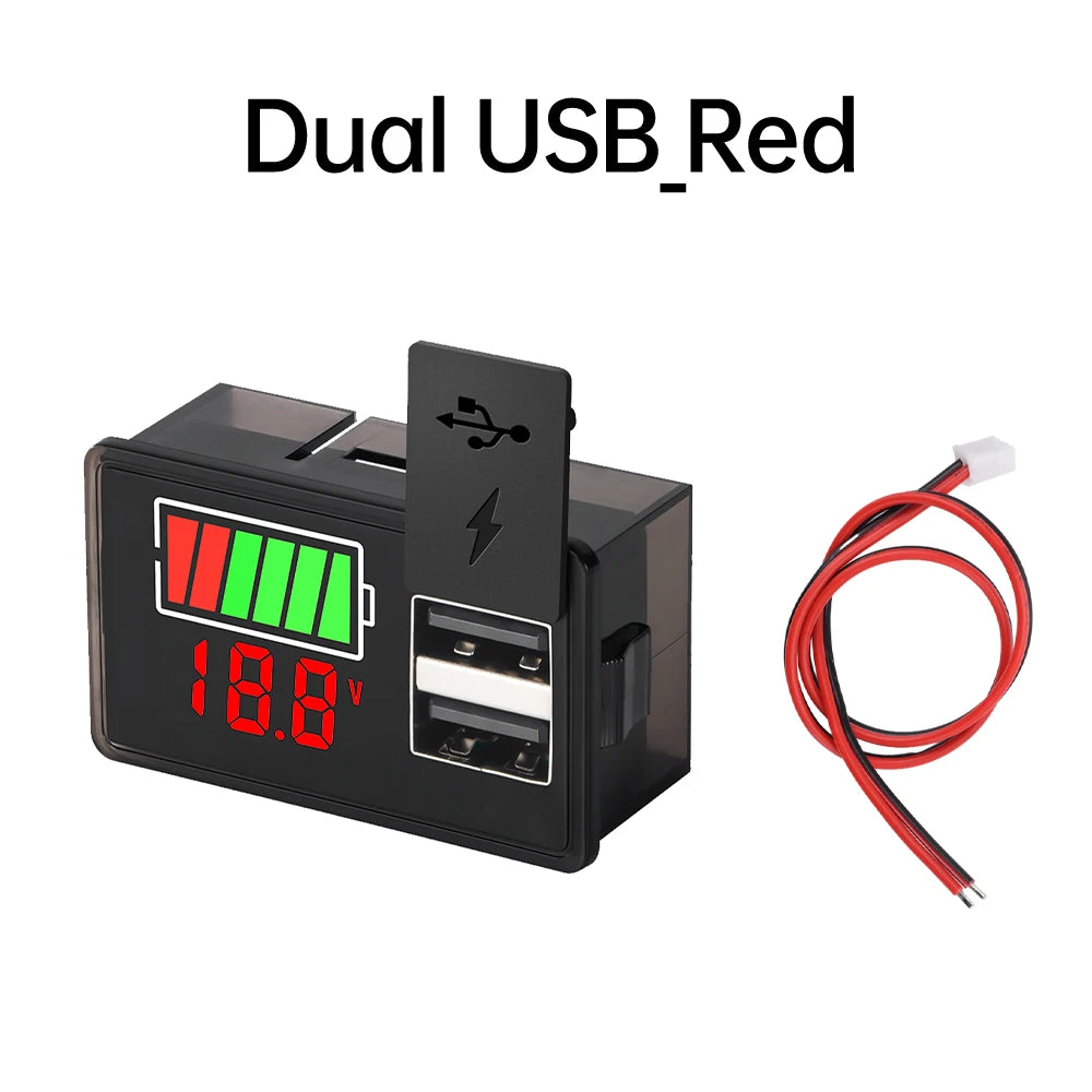 DC 8~30V Type-c USB Car Battery Voltmeter Charge Level Indicator Lithium Battery Capacity Meter Test Display LED Tester Oasis Select Red Light