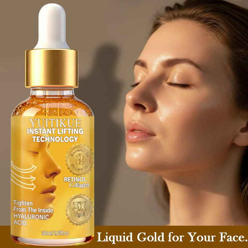 YUITIKUE Liquid Gold Face Oil Retinol Collagen Hyaluronic Acid Instant Lifting 2 Min Fast Absorb Hydrate Firm Skin Oasis Select