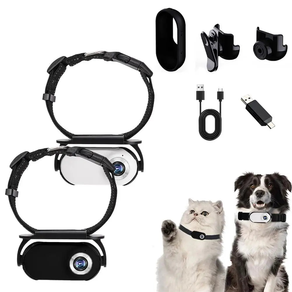 Cat Collar Camera 1080P HD Wide-Angle Mini Action Cam for Pets