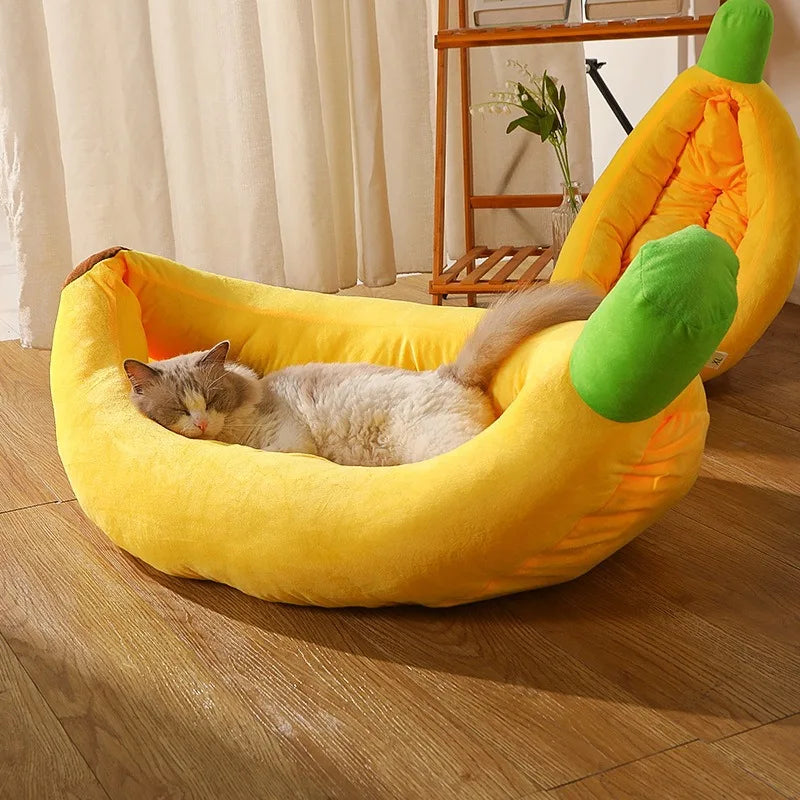 Creative Banana Bed, Cat Bed, Boat-shaped Dog Bed Pad, Detachable and Washable, Warm Pet Bed for All Four Seasons Oasis Select