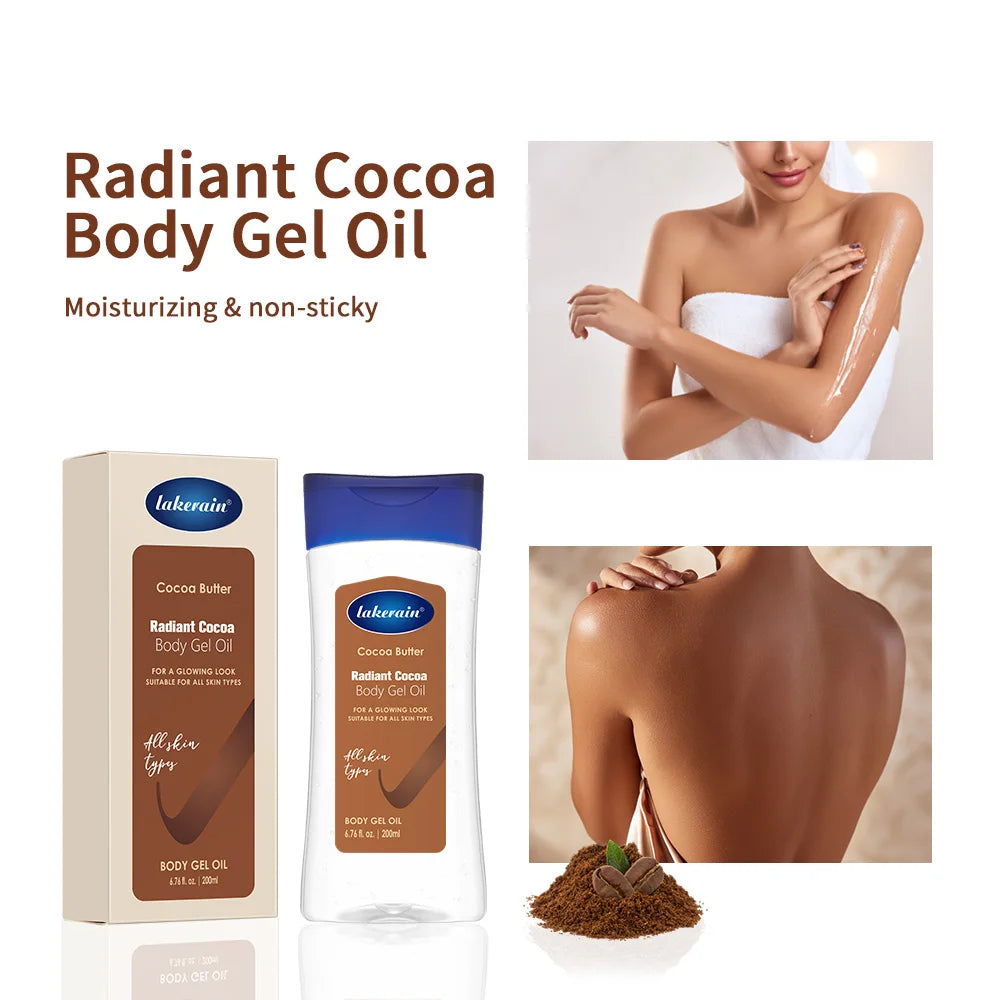 200ml Cocoa Body Oil Gel Moisturizing Hydration for Dry Skin Care Radiant Glowing Butter Treatment Nourishing Body Skin Care Oasis Select 1 pc