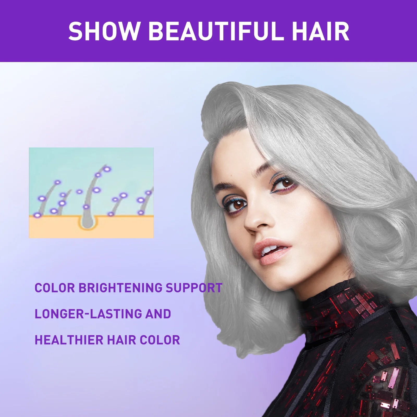 Gray Color Fixing Hair Dye Shampoo Fading Non-irritating Yellow Bleach for Hair Rapair Cover Grey Purple Shampoo for Blonde Hair Oasis Select