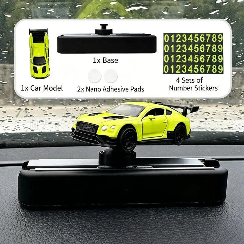 Car Dashboard Decorations With Temporary Parking Number Plate Drift & Turn Mini Car Model Ornament Dynamic Interactive Oasis Select G