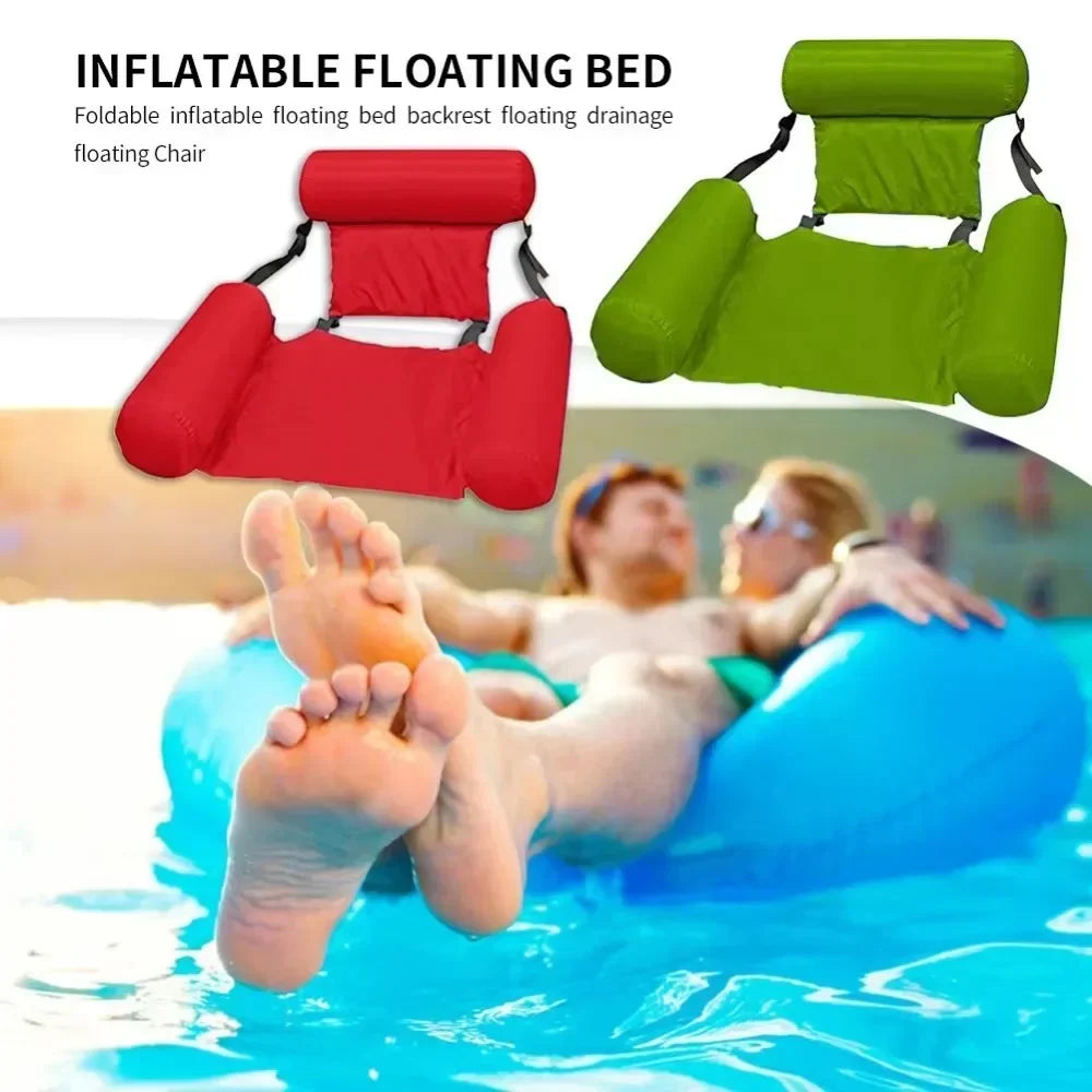 Foldable Inflatable Floating Row Pool Float Inflatable Chair Backrest Recliner Swimming Pool Water Hammock Beach Lounger Piscina Oasis Select