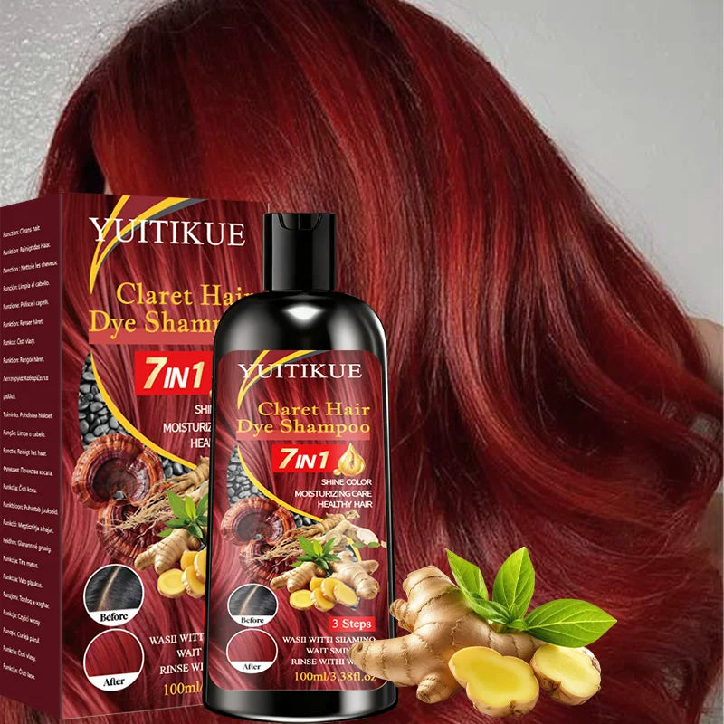 YUITIKUE Claret 7-in-1 Color Shampoo – Hair Dye & Nourish