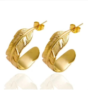 Hoop Earrings for Women Trendy Golden Stainless Steel Earring Jewelry New Oasis Select D15