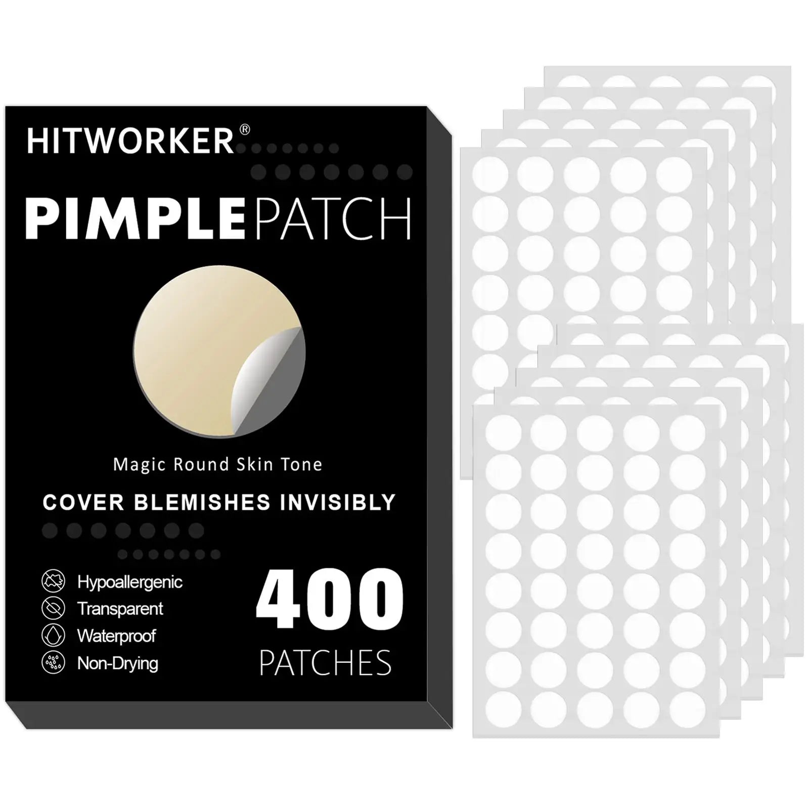 HITWORKER | 400 pieces/box of acne patches - water-based gel round acne patches | effectively absorb acne secretion Oasis Select 400pcs