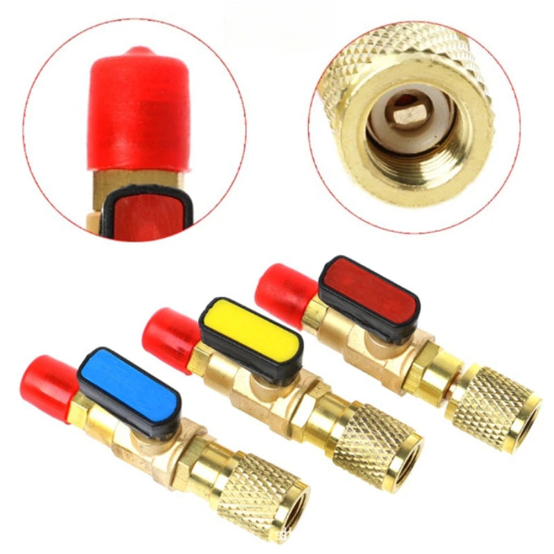 Three Color 1/4 "external Thread To 1/4" Internal Thread SAE Straight Through Ball Valve Refrigerant R22 AC Load Oasis Select