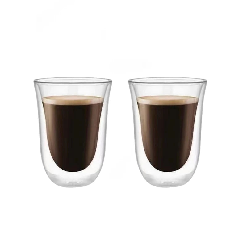 2pcs 80/150/220ml Double Wall Coffee Cup Heat Insulation Glass Cup Beer Milk Water Cups Transparent Cup Glass Drinkware Mug Oasis Select 220ML-2pcs 80-220ml