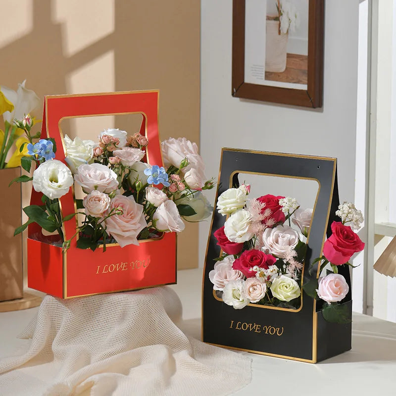 Kraft Paper Flower Bouquet Box Bag | Handheld Gift Packaging