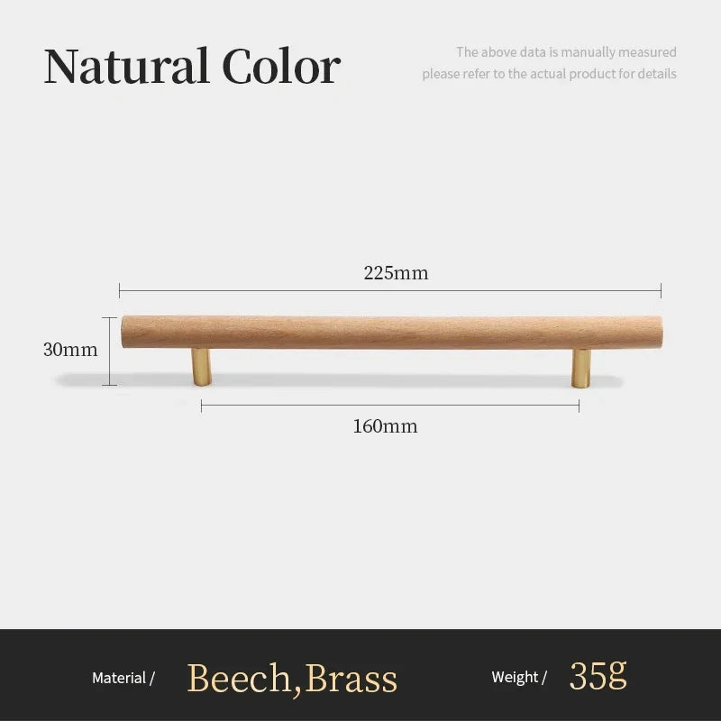 Nordic Walnut Wood Handle T Bar Drawer Knobs Cupboard Long Pulls Kitchen Cabinet Door Handle Furniture Decorate Pulls and Knob Oasis Select B9-160mm