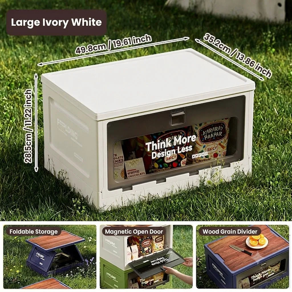 Outdoor camping revenue box with side-opening large-sized tent cover folding box for vehicle trunk organization and storage Oasis Select white-Large