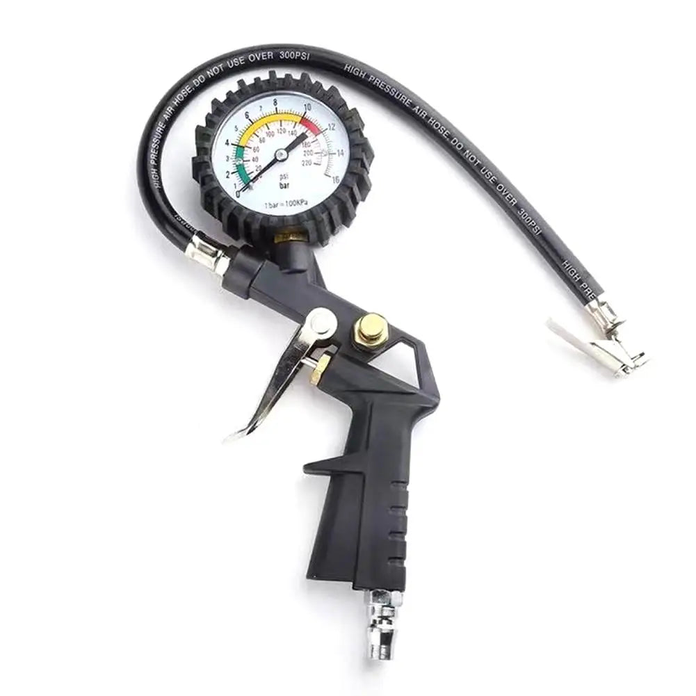 220Psi Auto Tire Pressure Gauge Pressure Gun Type For Air Compressor Car SUV Motorcycle Inflator Pump Tire Repair Tool Oasis Select Black
