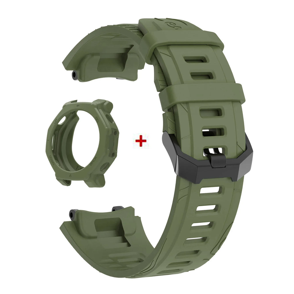 Silicone Band & Case Cover for Amazfit T-Rex 3 Pro – Strap Smartwatch Band & Case Oasis Select Dark Green