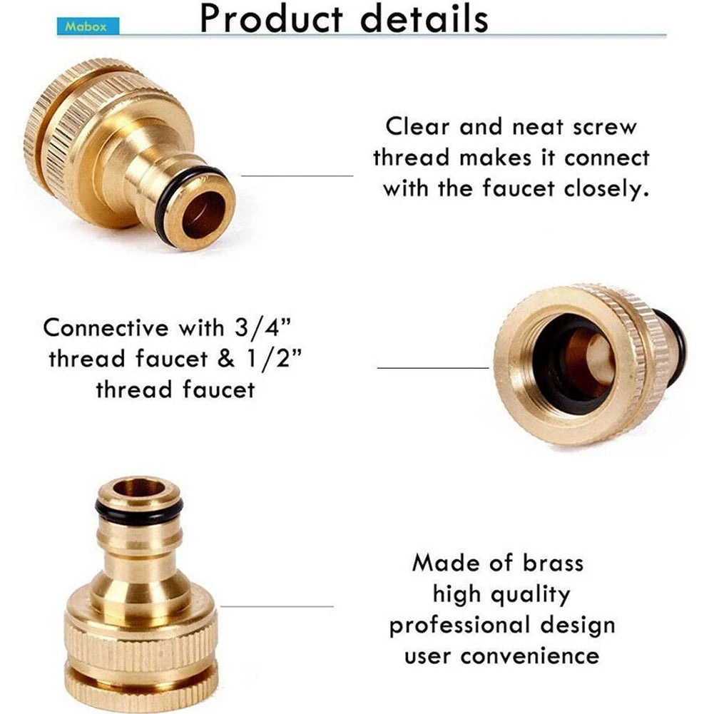 G3/4 to G1/2 Brass Hose Tap Quick Connector | Garden Fitting