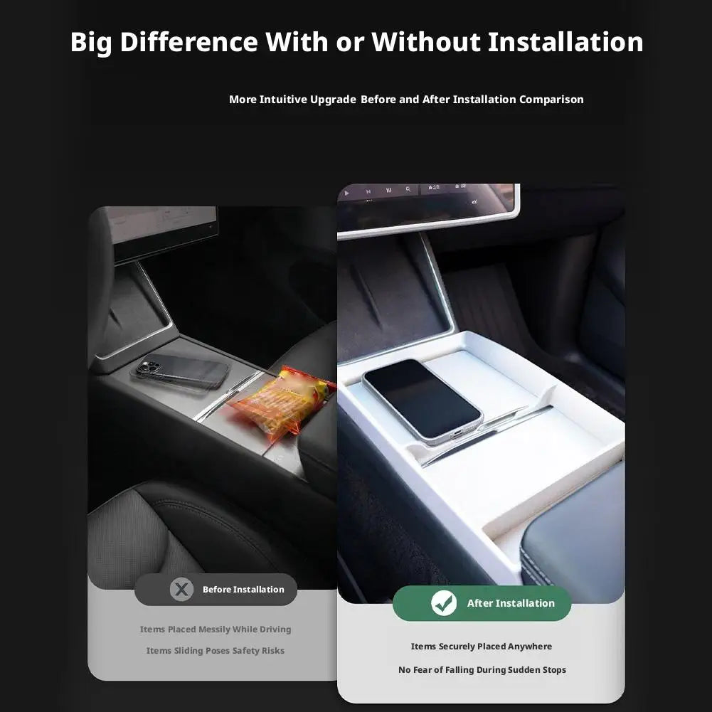 For Tesla Model 3 Y Center Console Organizer, Updated Armrest Storage Box Tray, Interior Modification Accessories Oasis Select
