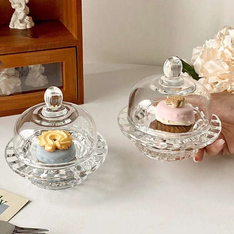 1pcs Chinese Bird's Nest Bowl White Fungus Cup Glass Belt Cover Transparent Delicate High Grade Fruit Dim Sum Dessert Soup Cup Oasis Select