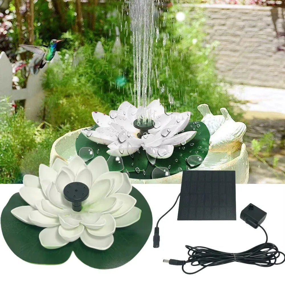 Solar Water Fountain,Floating Mini Lotus Water Pump/Pond Pump,Perfect DIY Pond Decoration DIY Bird Bath,1.2W Waterfall Fountain Oasis Select