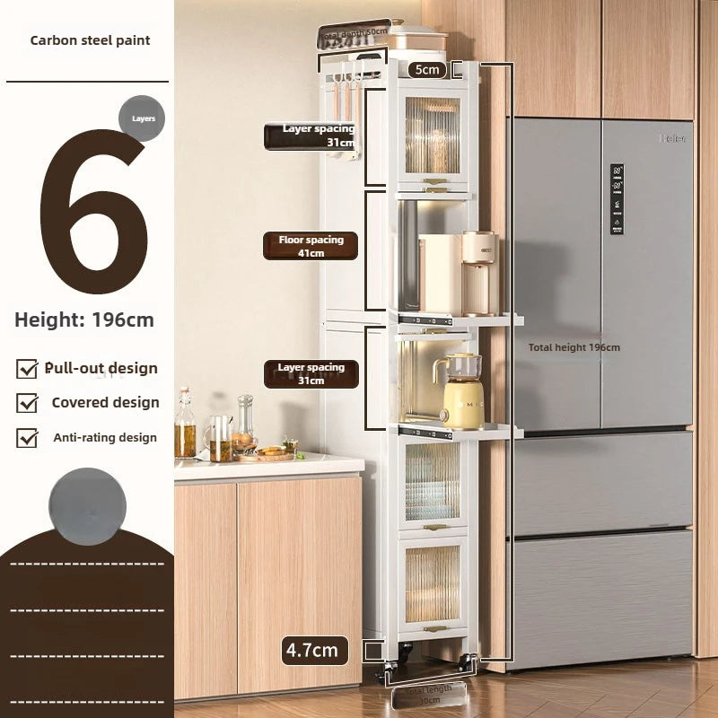 Drawable Kitchen Crevice Storage Cabinet Multi-layer Ultra Narrow
