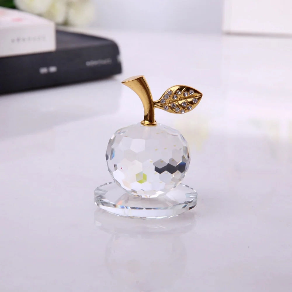 3D Crystal Apple Ornament Diamond Apple Craft Souvenir Home Living Room Desktop Decoration Car Ornaments Fruit Figurines Gift Oasis Select White