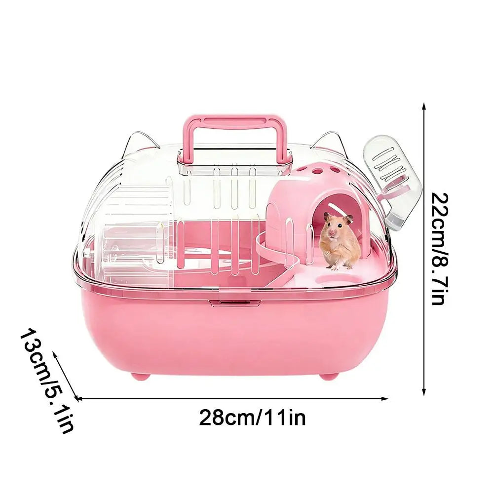 Hamster Cage Transparent Portable Travel Outing Carrier Small Pet Animal Large Luxury Carrier Waterproof Pet Storage Cage Oasis Select