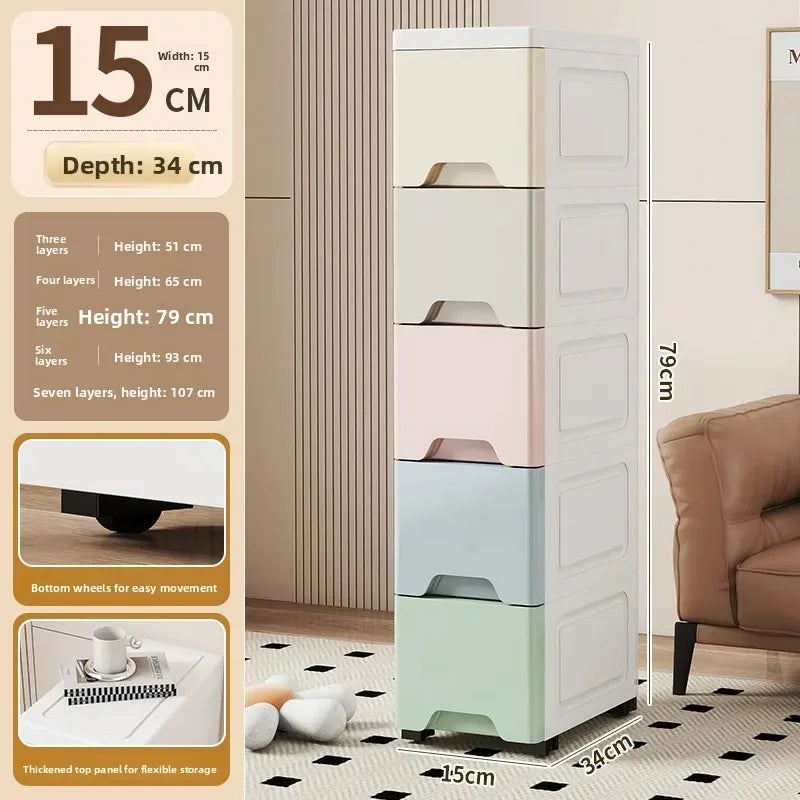 Narrow Storage Box for Kitchen Batoom Organizer Slim storage bin Home utility Closet elf PP Material Versatile Use Oasis Select