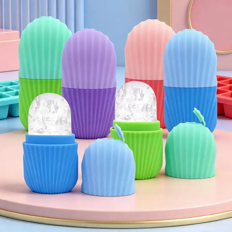 Facial Ice Roller Silicone Ice Cube Tray Reusable Ice Ball Massager Face Lifting Contouring Reduce Acne Skin Care Beauty Tool Oasis Select