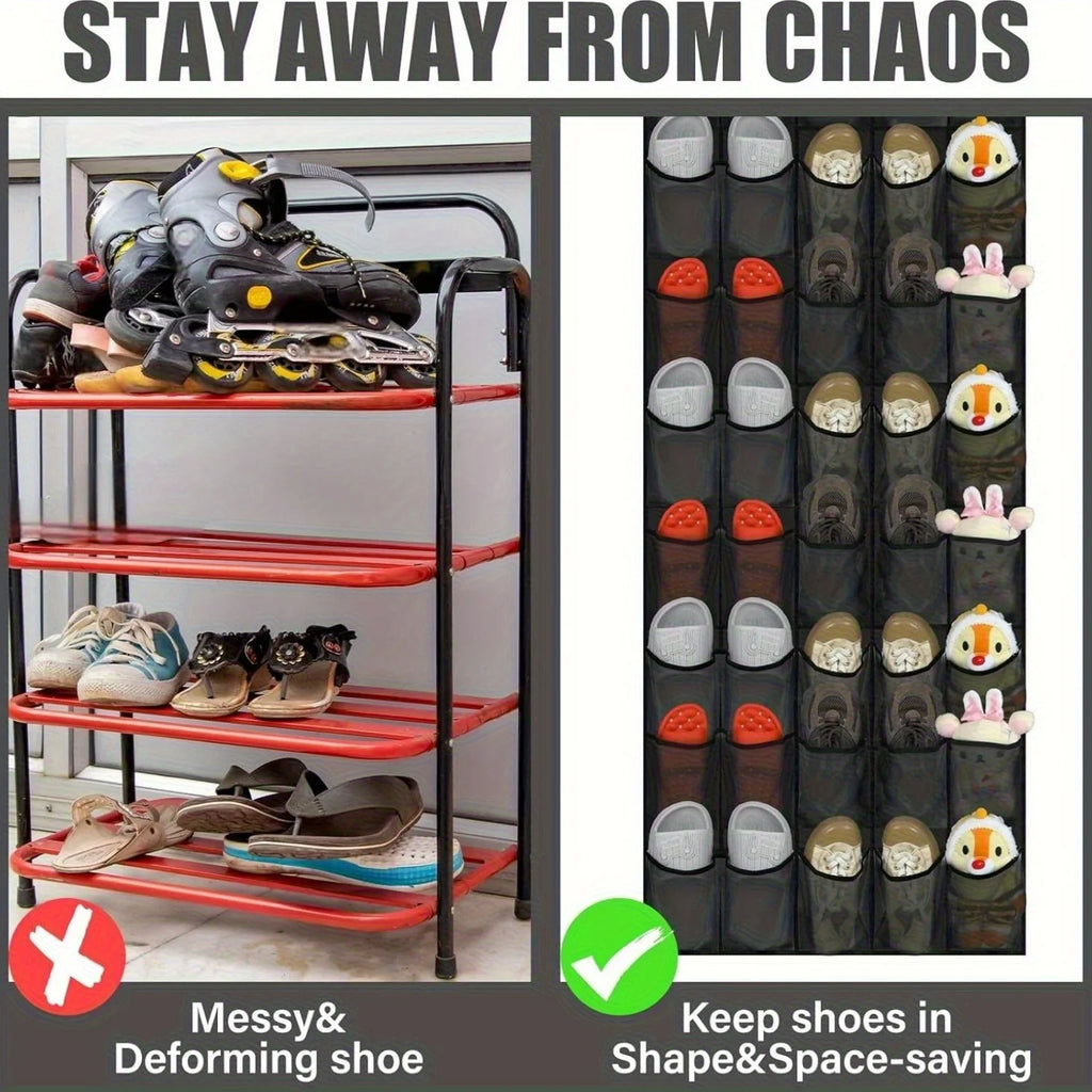 40-Pocket Over The Door Shoe Organizer, Large Mesh Hanging Rack with Nonslip Design, Gray Space-Saving Storage for Closet Dorm Oasis Select