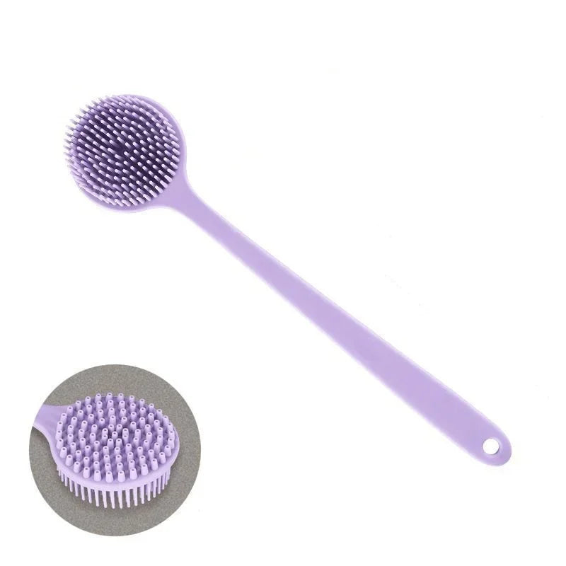 Silicone Long Handle Shower Brush Soft Haired Lazy Bath Tools Back Scrubber Sponge Exfoliating Skin Massager Bathroom Tools Oasis Select PURPLE Silica Gel